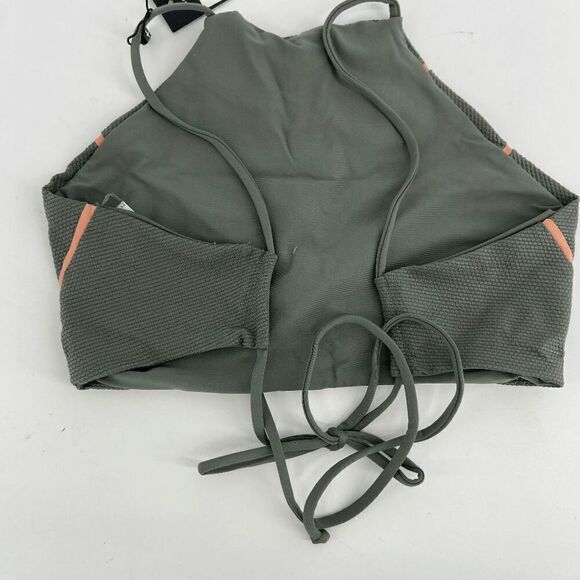 Tavik Easton Womens Cove Gray pink Glossy Pique tie New Bikini Top Small - Picture 6 of 8